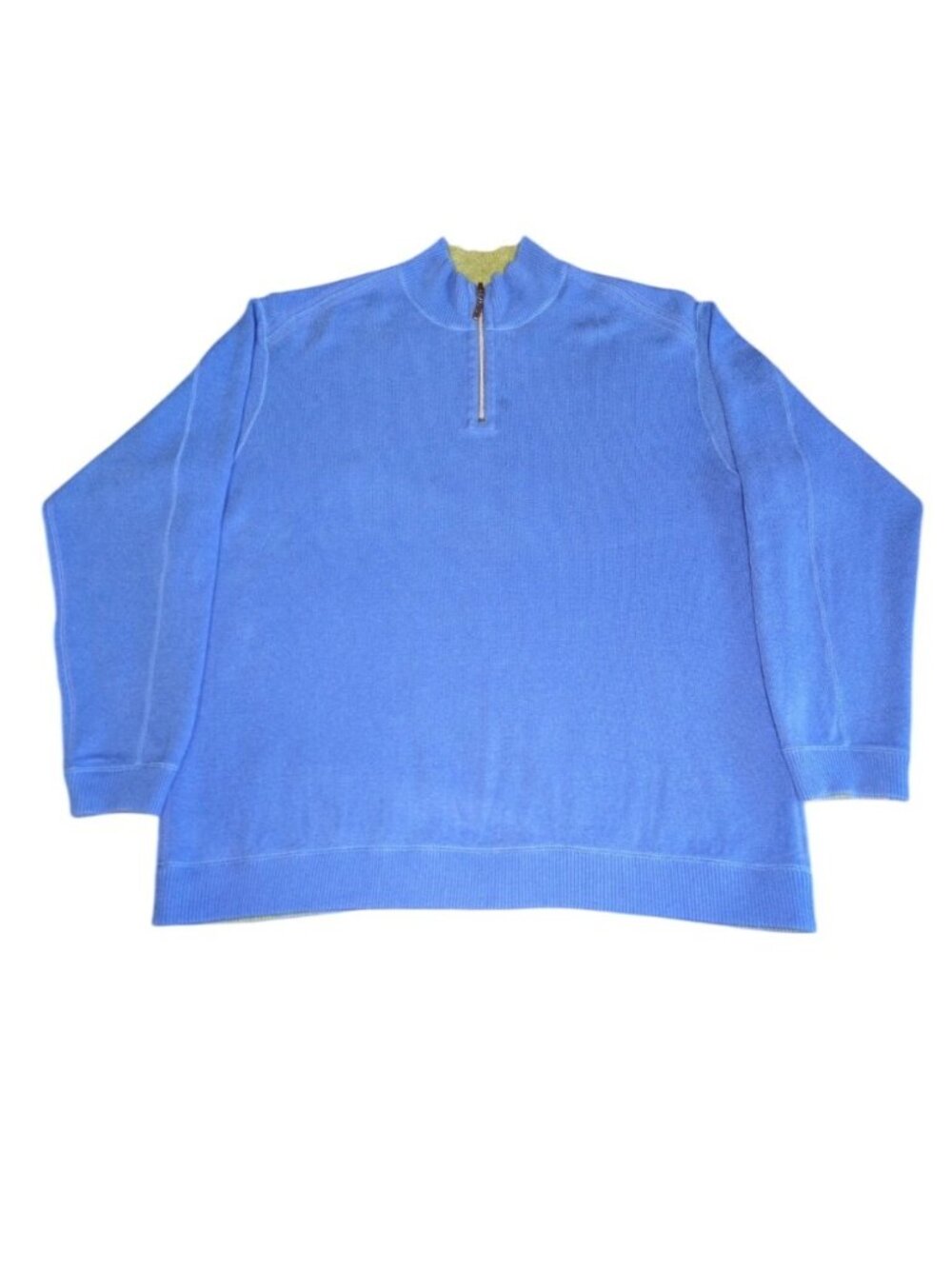 Tommy Bahama Mens XXL Reversible 1/4 Zip Pullover Sweater Blue & Green Cotton